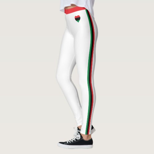 Pan African Flag fashion  Unia Symbol  white Leggings