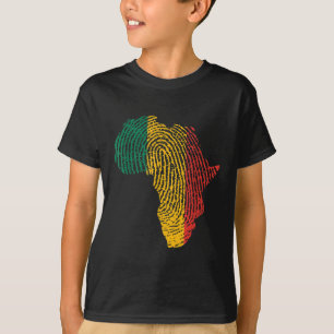 Pan African Flag Fingerprint Black History Month P T-Shirt