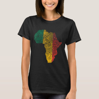 Pan African Flag Fingerprint Black History Month P T-Shirt