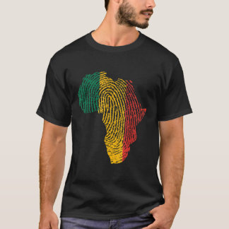 Pan African Flag Fingerprint Black History Month P T-Shirt