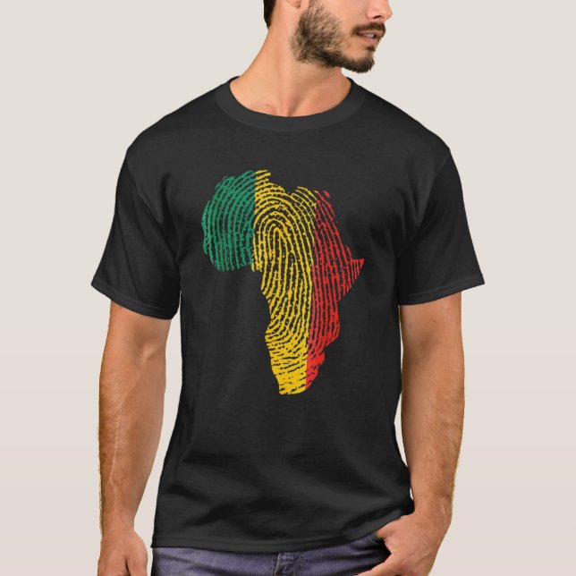Pan African Flag Fingerprint Black History Month P T-Shirt (Front)