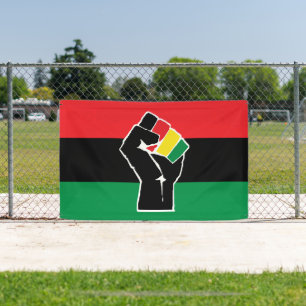 Pan African flag Fist, Afro American Black history Banner