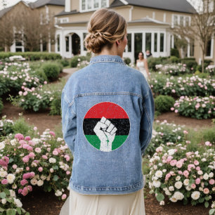Pan African flag Fist, Afro American Black history Denim Jacket