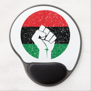 Pan African flag Fist, Afro American Black history Gel Mouse Pad