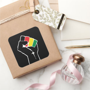 Pan African flag Fist, Afro American Black history Square Sticker