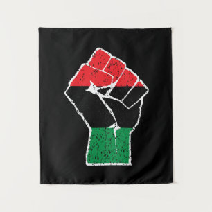 Pan African flag Fist, Afro American Black history Tapestry