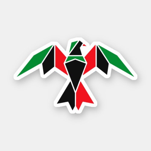 Pan_African Flag Geometric Bird  Black Flag Sticker