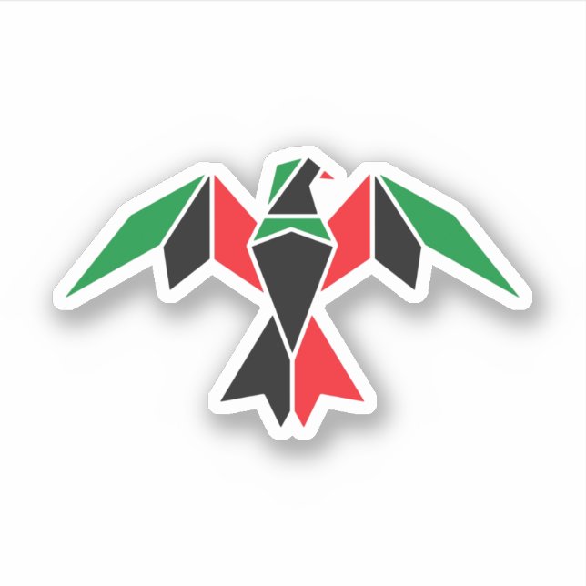 Pan-African Flag Geometric Bird | Black Flag Sticker (Front)