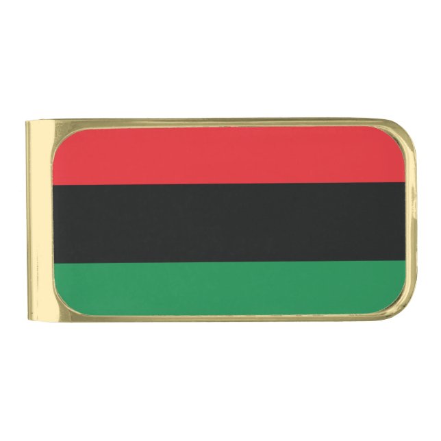 Pan African Flag Gold Finish Money Clip (Front)