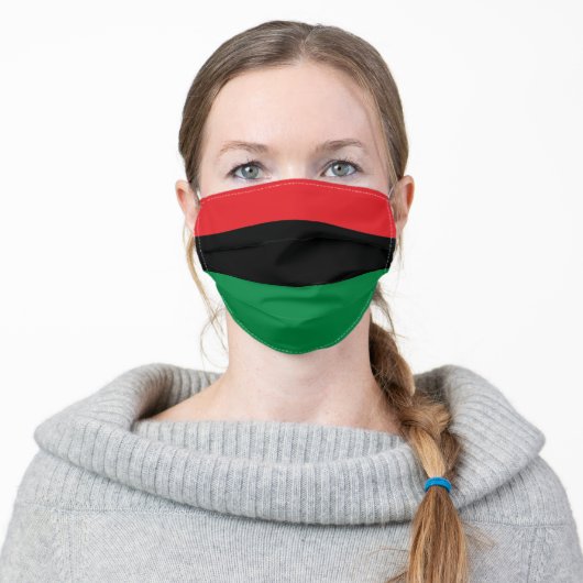 Pan African Flag, Happy Kwanzaa Adult Cloth Face Mask (Worn)