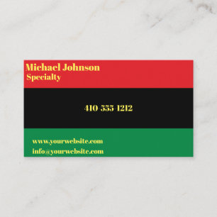 Pan African Flag, Happy Kwanzaa Africa Design Business Card
