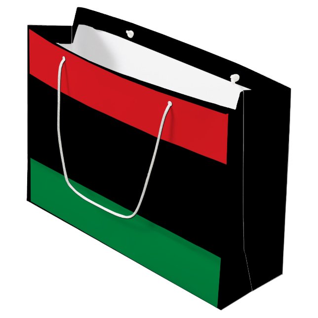 Pan African Flag, Happy Kwanzaa Large Gift Bag (Front Angled)