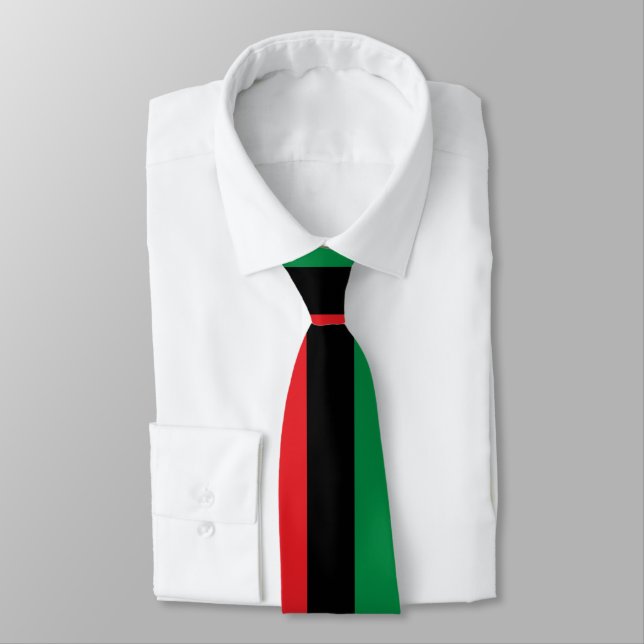 Pan African Flag, Happy Kwanzaa Neck Tie (Tied)