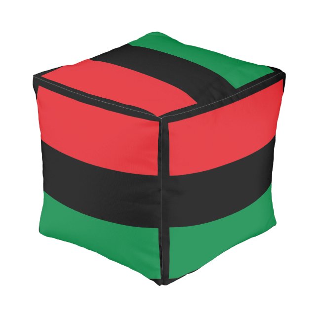 Pan African Flag, Happy Kwanzaa Pouf (Angled Back)
