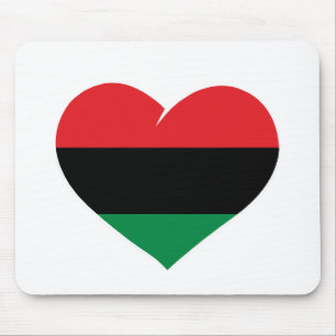 Pan African flag heart Afro American Black history Mouse Pad