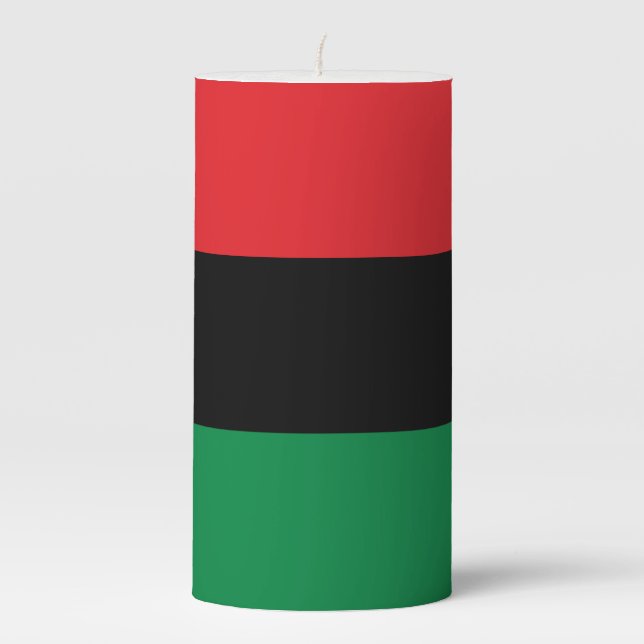 Pan African Flag, Kwanzaa & Unia Flag Symbol Pillar Candle (Front)