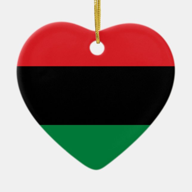 Pan African Flag & Unia Flag Symbol /Kwanzaa Heart Ceramic Ornament (Front)