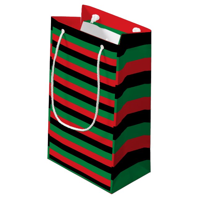 Pan African Flag & Unia Flag Symbol / Kwanzaa Small Gift Bag (Back Angled)