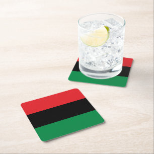 Pan African Flag & Unia Symbol / party Square Paper Coaster