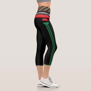 Pan African Flag & UNIA Symbol / sports fan Capri Leggings