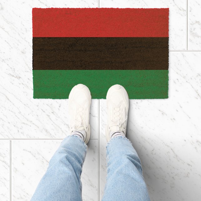 Pan African Flag & Unia Symbol / sports fan Fiber Doormat (Insitu)