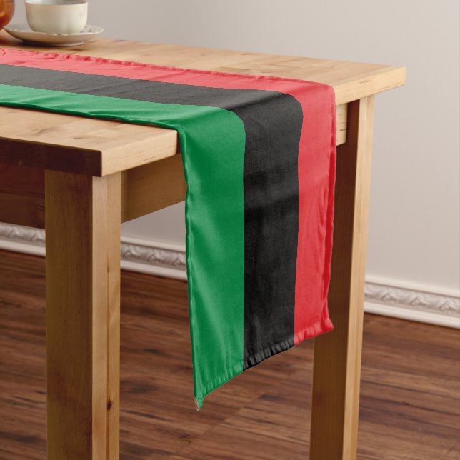 Pan African Flag & UNIA Symbol Tri / sports fan Short Table Runner (In Situ)