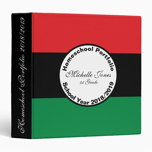 Pan African Homeschool Portfolio Name 3 Ring Binder (Front/Spine)