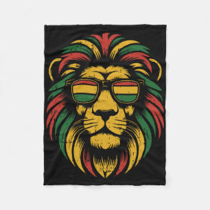 Pan African Lion Face Juneteenth Animal Black Hist Fleece Blanket
