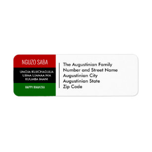 Pan African NGUZO SABA Happy Kwanzaa Address Label