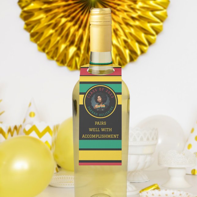 Pan African Photo Graduation Bottle Hanger Tag (Creator Uploaded)