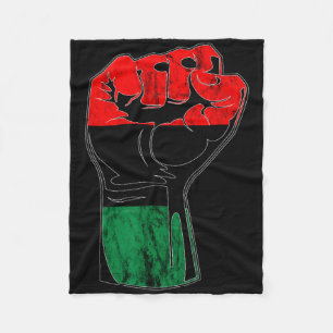 Pan African Unia Flag Handfist Black History Junet Fleece Blanket