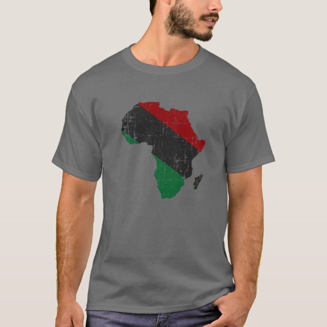 Pan African UNIA Flag Map Continent Black History T-Shirt (Front)