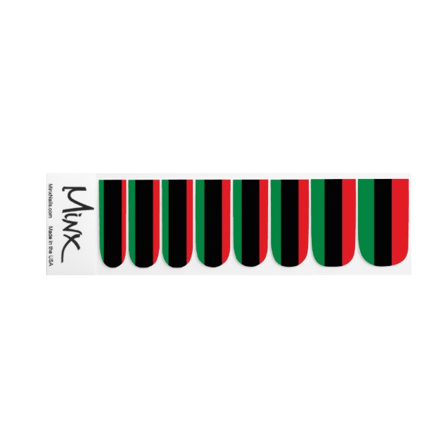 Pan African UNIA Flag Minx Nail Art (Left Hand)