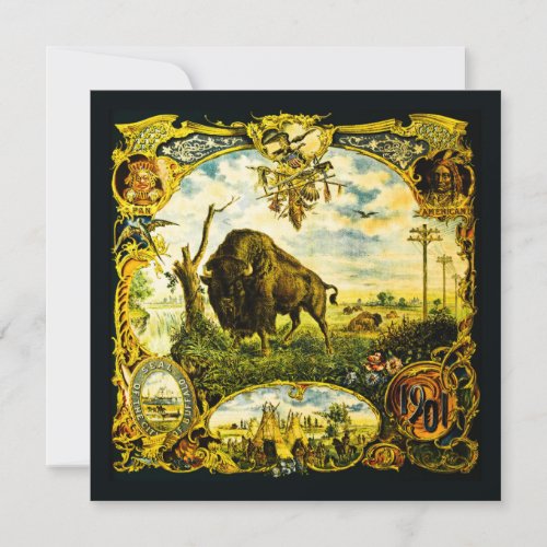 Pan Am Expo with Bison and Native American Motifs Card