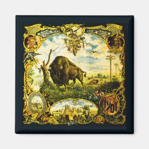 Pan Am Expo with Bison and Native American Motifs Magnet