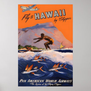 Pan Am Hawaii 1940's Travel Poster Print 1