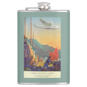 Pan-American Clipper Flying Over China Hip Flask