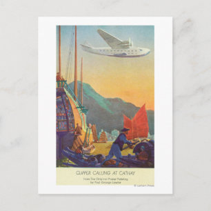 Pan-American Clipper Flying Over China Postcard