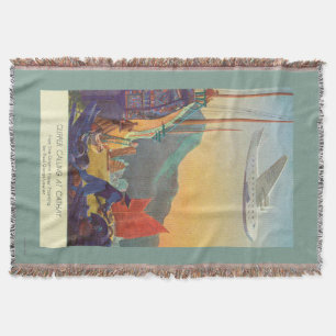 Pan-American Clipper Flying Over China Throw Blanket