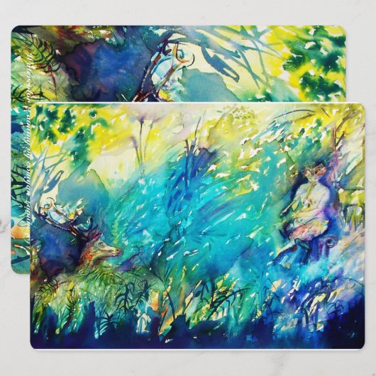 PAN AND DEER IN GREEN WOODS (Front/Back)