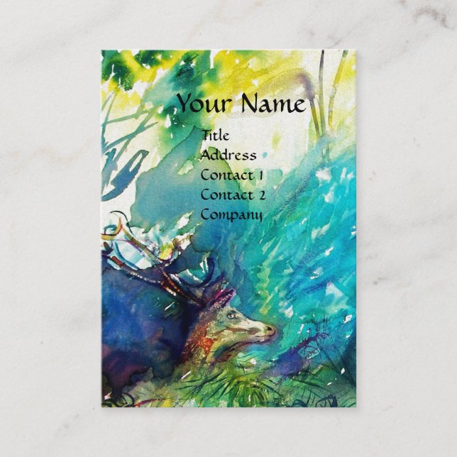 PAN AND DEER ,white pearl paper Business Card (Front)