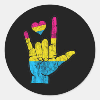 Pan ASL Pride Pansexual Hearing Loss Deaf Awarenes Classic Round Sticker