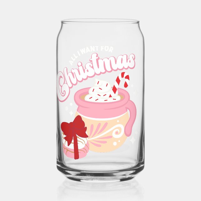 Pan Dulce y Cafecito Mexican Christmas Can Glass (Front)