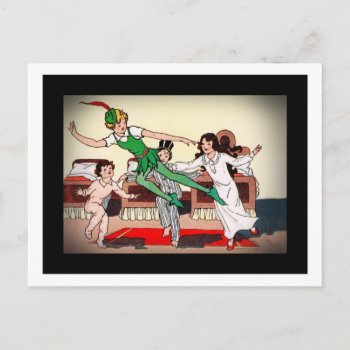 Pan Flies For The Children At Home Postcard by dmorganajonz at Zazzle