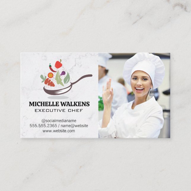 Pan Flipping Food | Chef in Kitchen Business Card (Front)