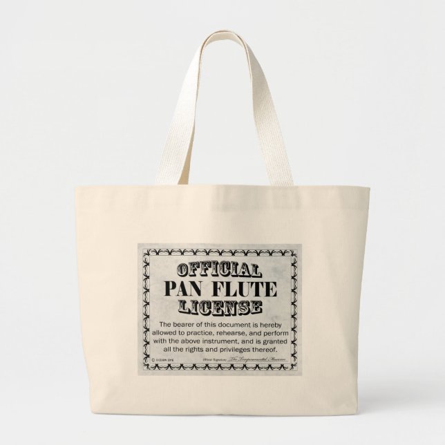 Pan Flute License Large Tote Bag (Front)