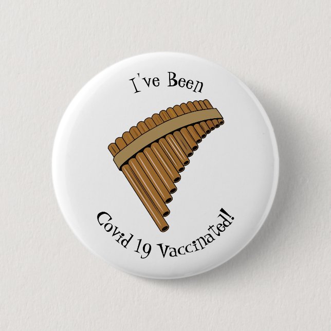 Pan flute / panpipes cartoon illustration  button (Front)