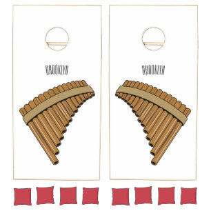 Pan flute / panpipes cartoon illustration cornhole set