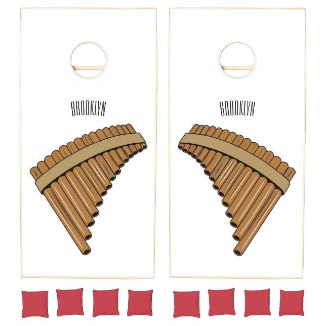 Pan flute / panpipes cartoon illustration  cornhole set (Set)