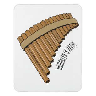 Pan flute / panpipes cartoon illustration door sign